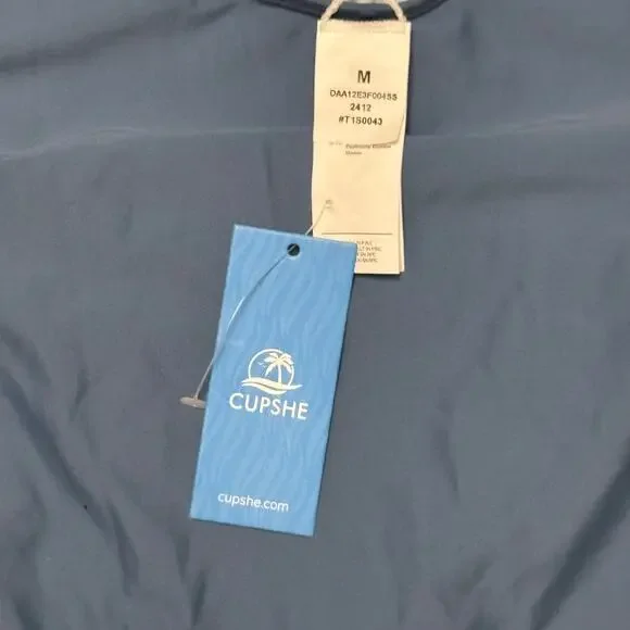 Cupshe Blue One Piece Swimsuit Ruched Cutout Back Size M NWT - Picture 7 of 10